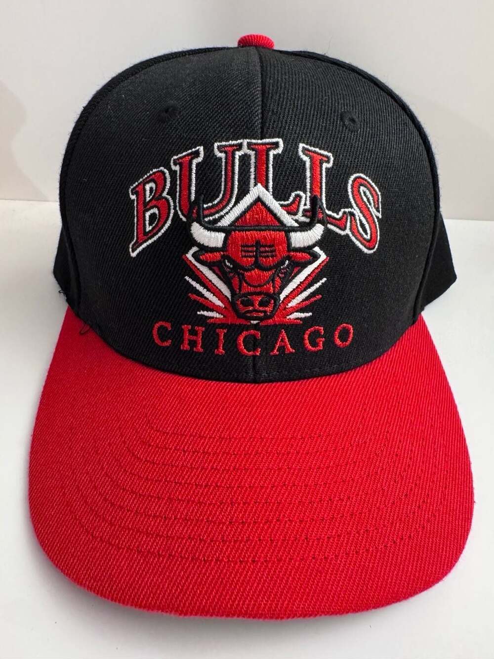 Chicago Bulls Mitchell Ness SnapBack Hat Cap Basketball Black/red Wool Flat Bill